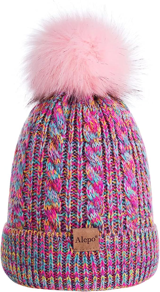 Kids Winter Beanie Hat, Children's Warm Fleece Lined Knit Thick Ski Cap with Pom Pom for Boys Gir... | Amazon (US)