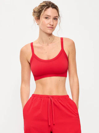 Light Support Fluid Seamless Ribbed Sports Bra | Old Navy (US)