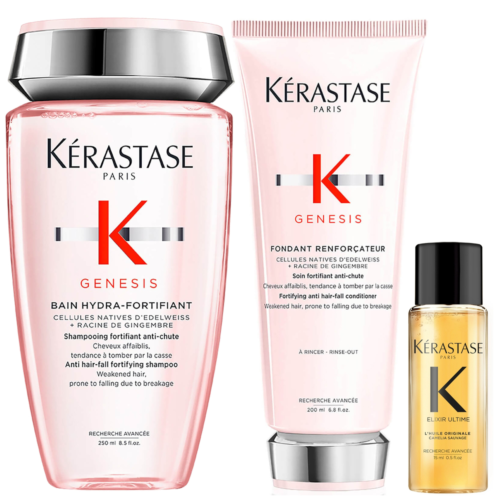 Kérastase Genesis Hydra-Fortifiant Shampoo & Fondant Reinforcateur Conditioner with Mini Elixir ... | Look Fantastic (UK)