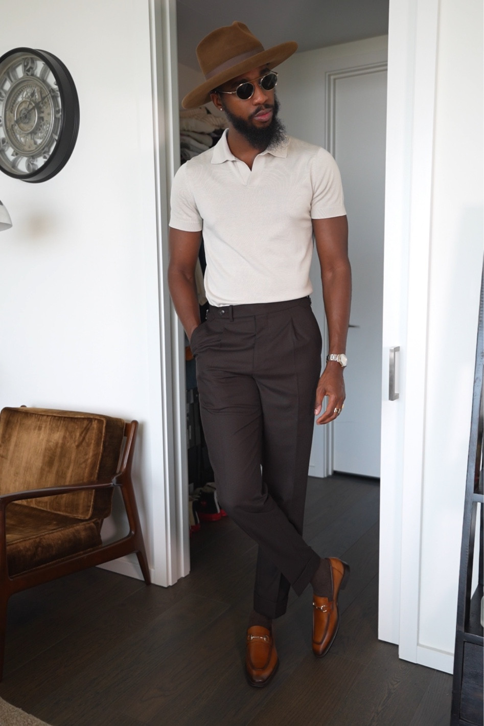 Dapper fall outfit with a sleeveless polo and a brown fedora. Links to all items down below ⬇️!

#LTKmens