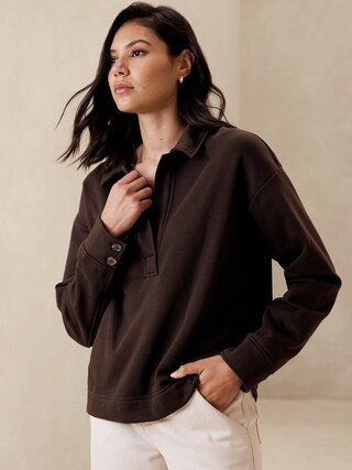 Fleece Johnny-Collar Sweatshirt | Banana Republic Factory
