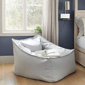 Large Flannel Light Gray Modern Bean Bag Lounger | Pottery Barn Teen