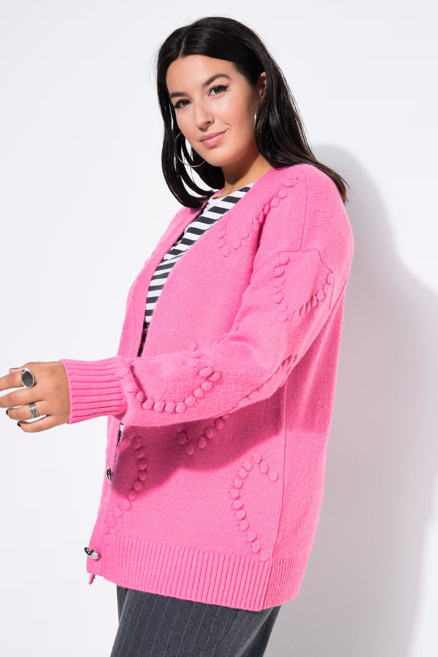 Textured Heart Cardigan | Ulla Popken - US