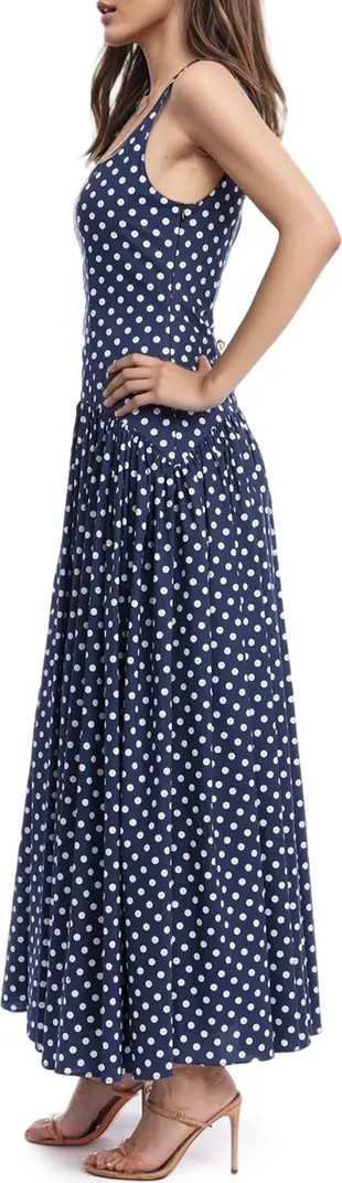Jewel Badgley Mischka Polka Dot Drop Waist Cotton Maxi Dress | Nordstrom | Nordstrom