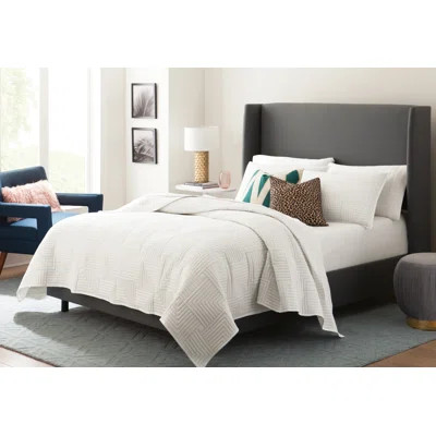 Godfrey Solid Wood and Upholstered Low Profile Standard Bed Size: King, Color: Twill Gray | Wayfair North America