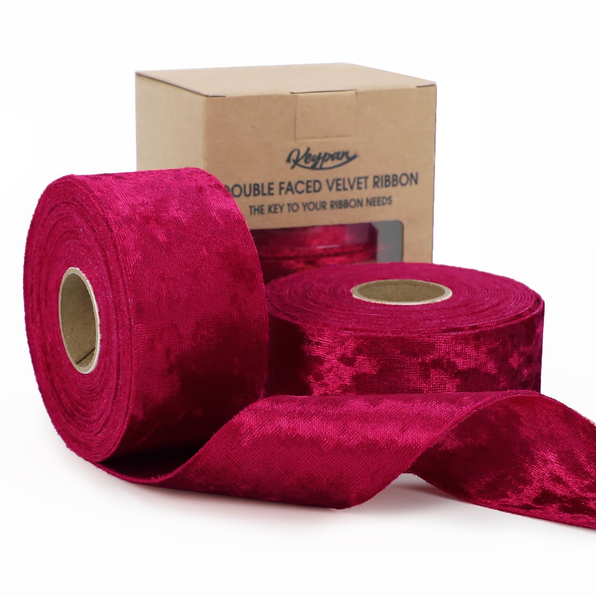 Christmas Velvet Ribbon Red 1-1/2 inch Wide Double-Sided Glossy Fabric Ribbons for Tree Decor Gif... | Amazon (US)