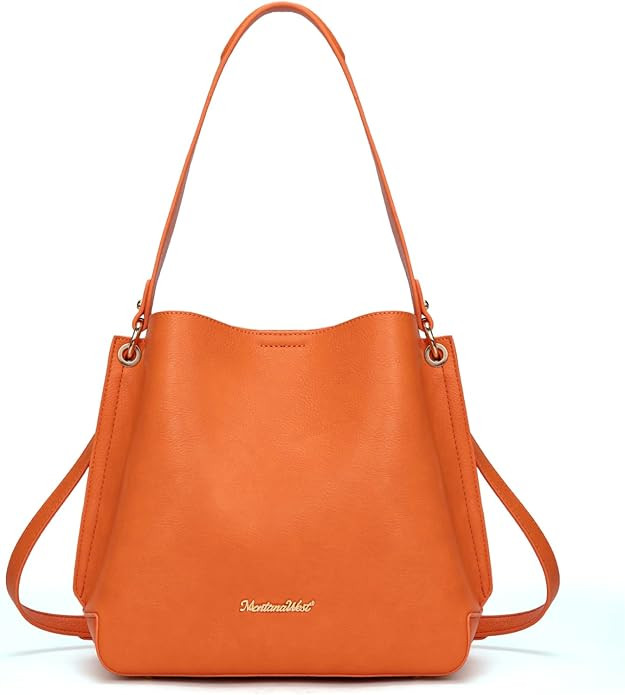 Montana West Medium Hobo Purse for Women Bucket Shoulder Bag with Crossbody Strap | Amazon (US)