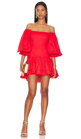 Janey Short Dress in Coral Red | Revolve Clothing (Global)