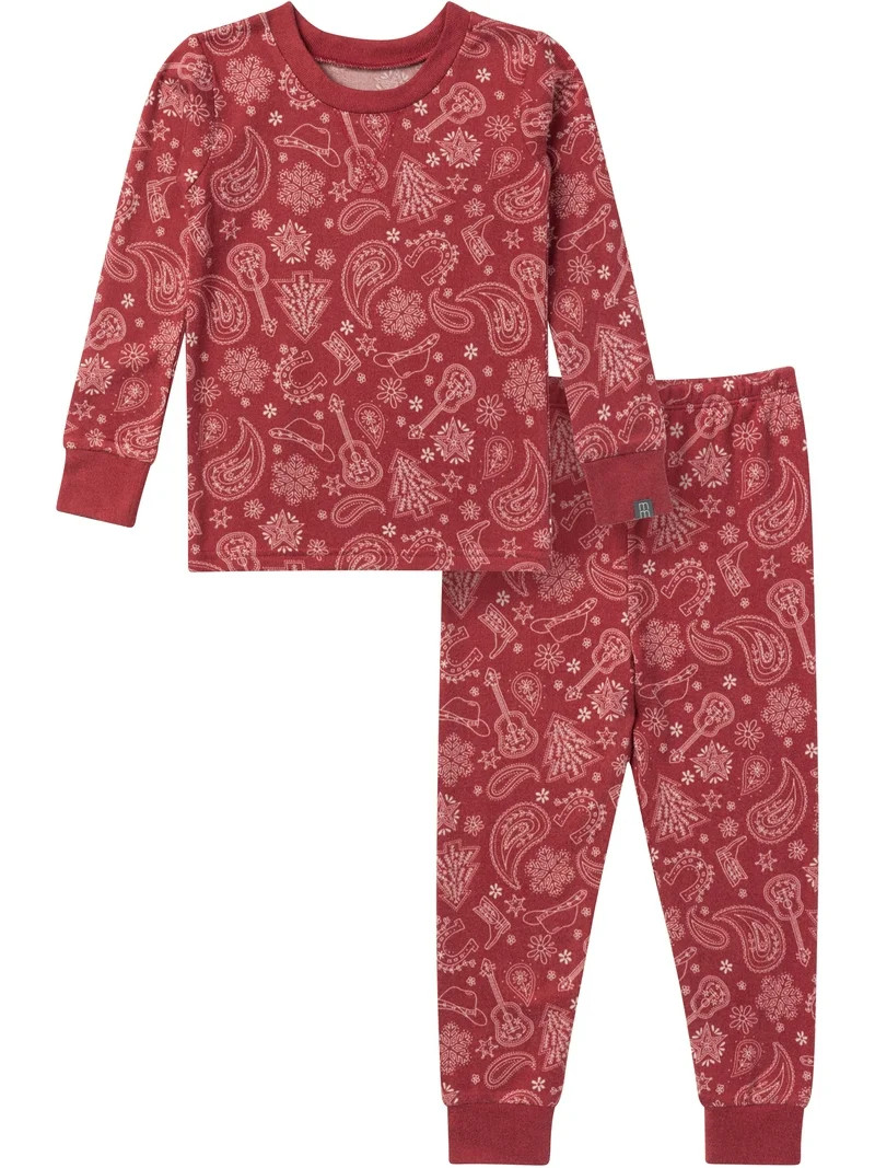 Modern Moments by Gerber Gender Neutral Tight Fitting Christmas Pajama Set, 2-Piece, Sizes 12 Mon... | Walmart (US)