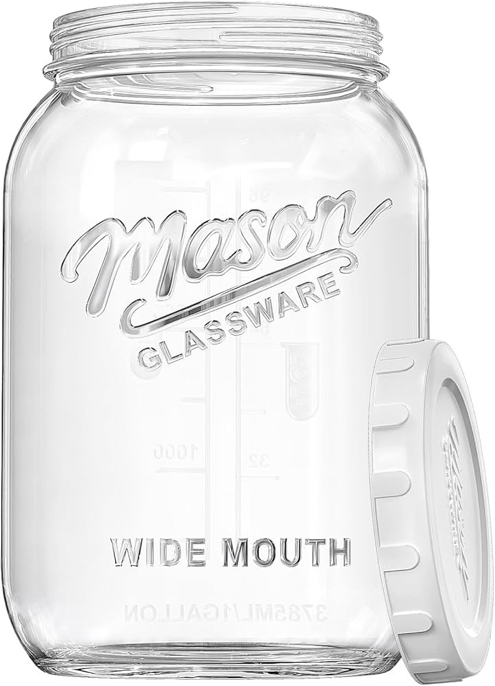 1 Gallon Glass Jar with Airtight Lid, Large Mason Jar Extra Wide Mouth for Flour Sugar Food Stora... | Amazon (US)