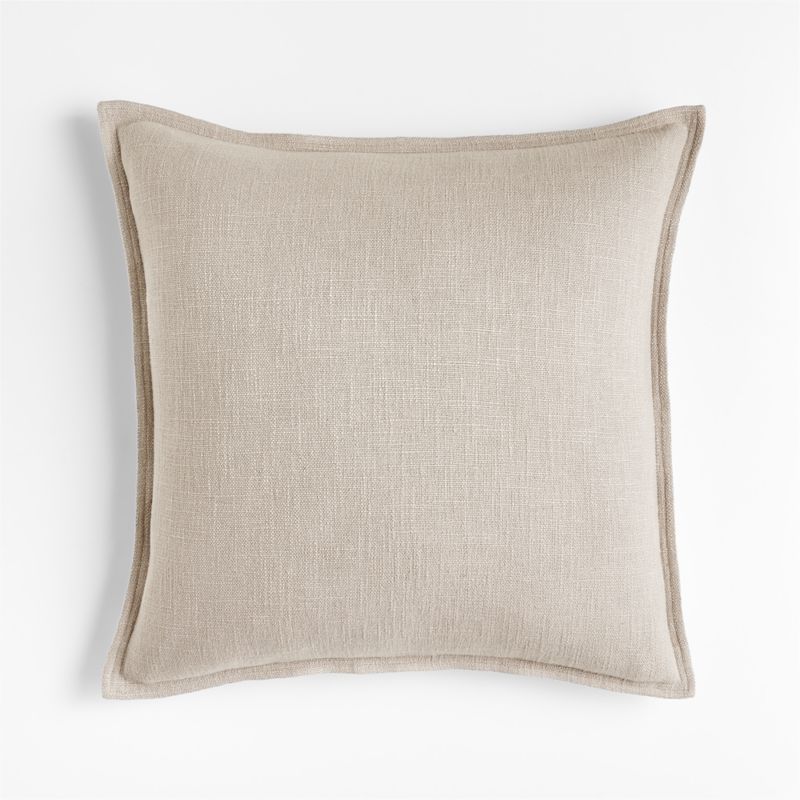 Light Grey 20"x20" Square Laundered Linen Decorative Throw Pillow Cover + Reviews | Crate & Barre... | Crate & Barrel