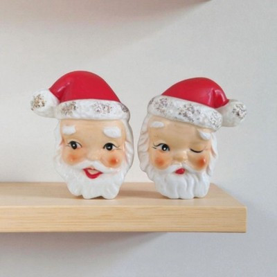 Vintage 50s Santa Claus Salt & Pepper Shakers Santa Face Winking Japan Kitschy | eBay US