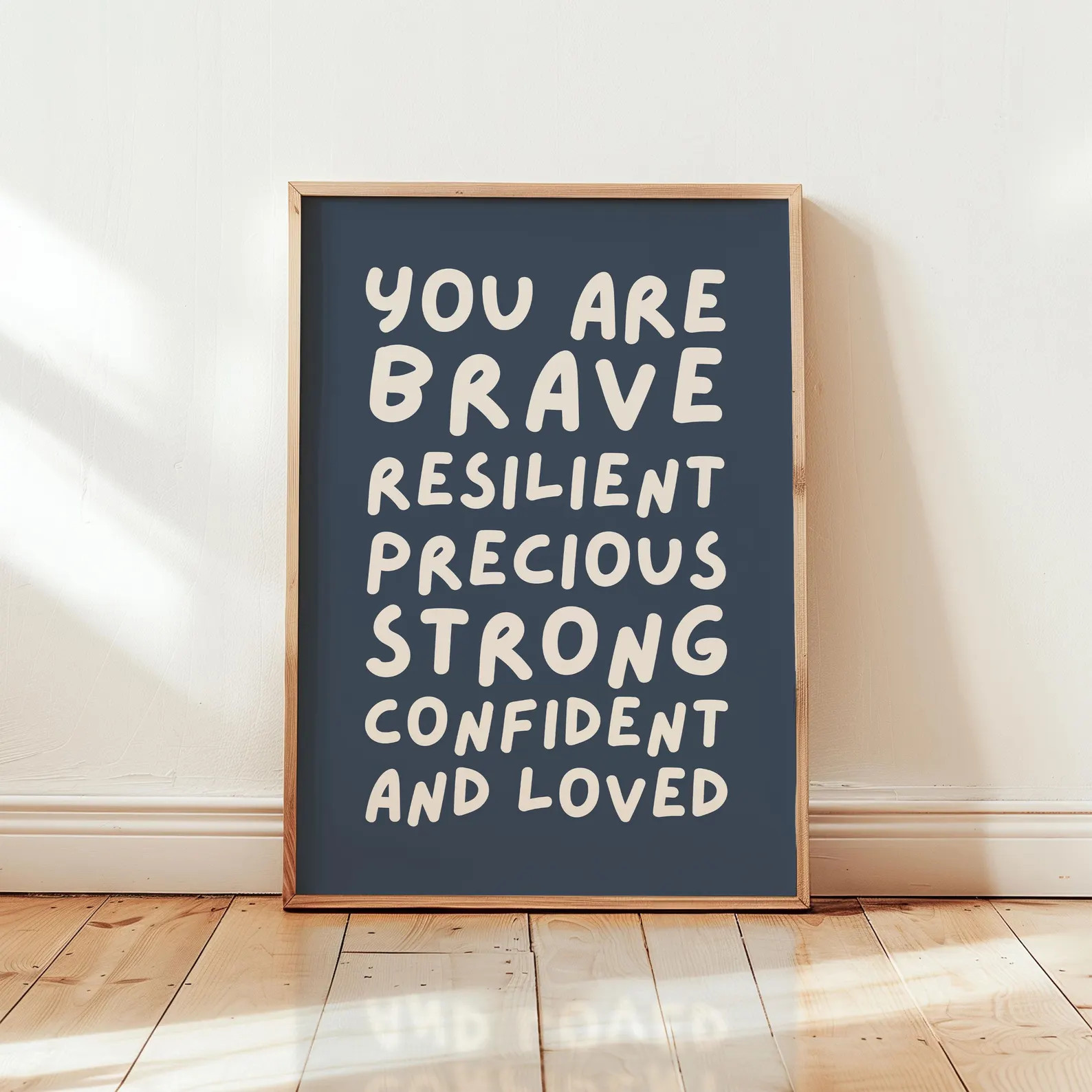 You Are Brave, Boys Nursery Affirmation Print, Navy Blue Nursery Affirmation Wall Art, Boys Bedro... | Etsy (US)