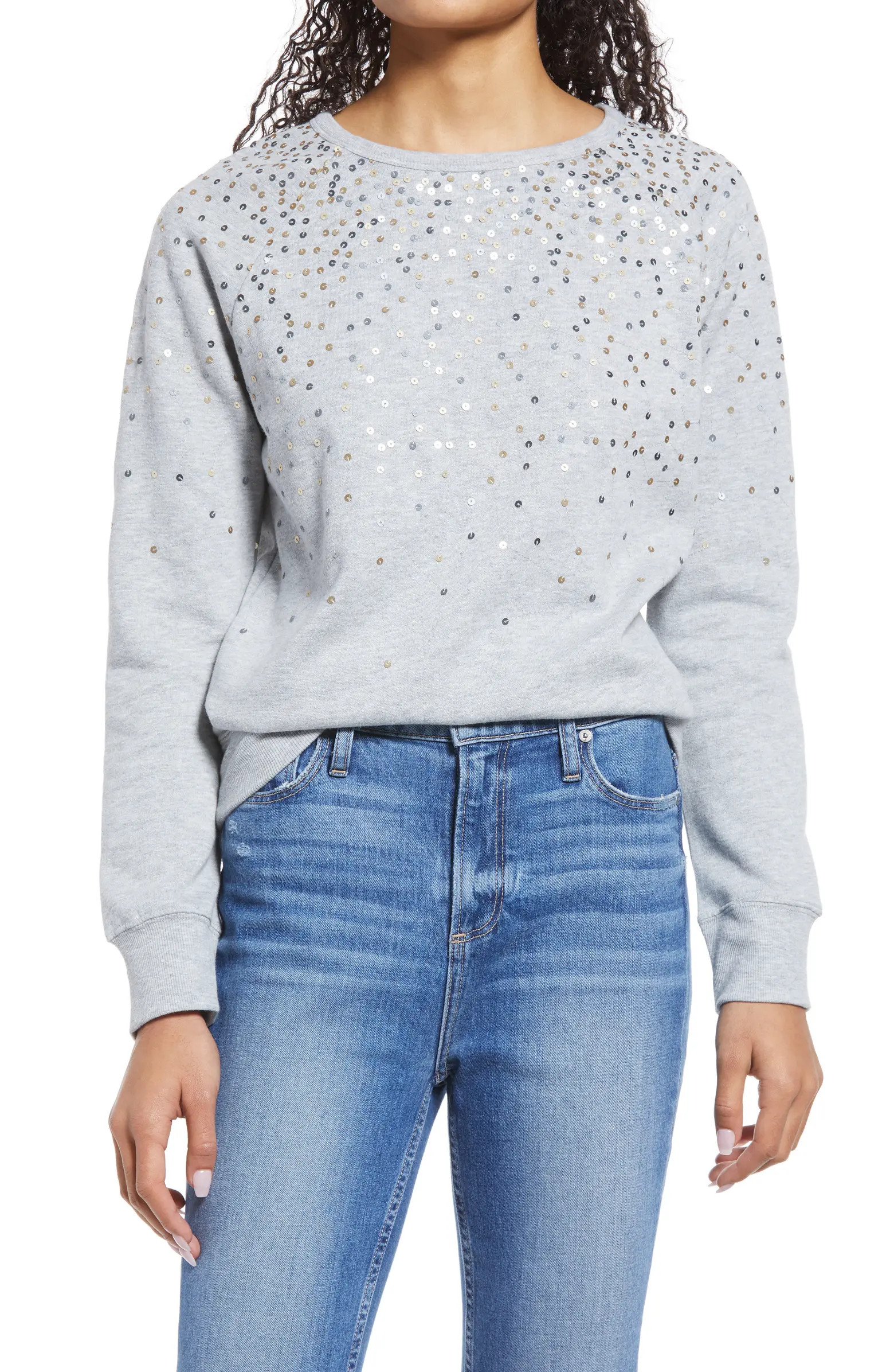 Caslon® Sequin Crewneck Sweatshirt | Nordstrom | Nordstrom