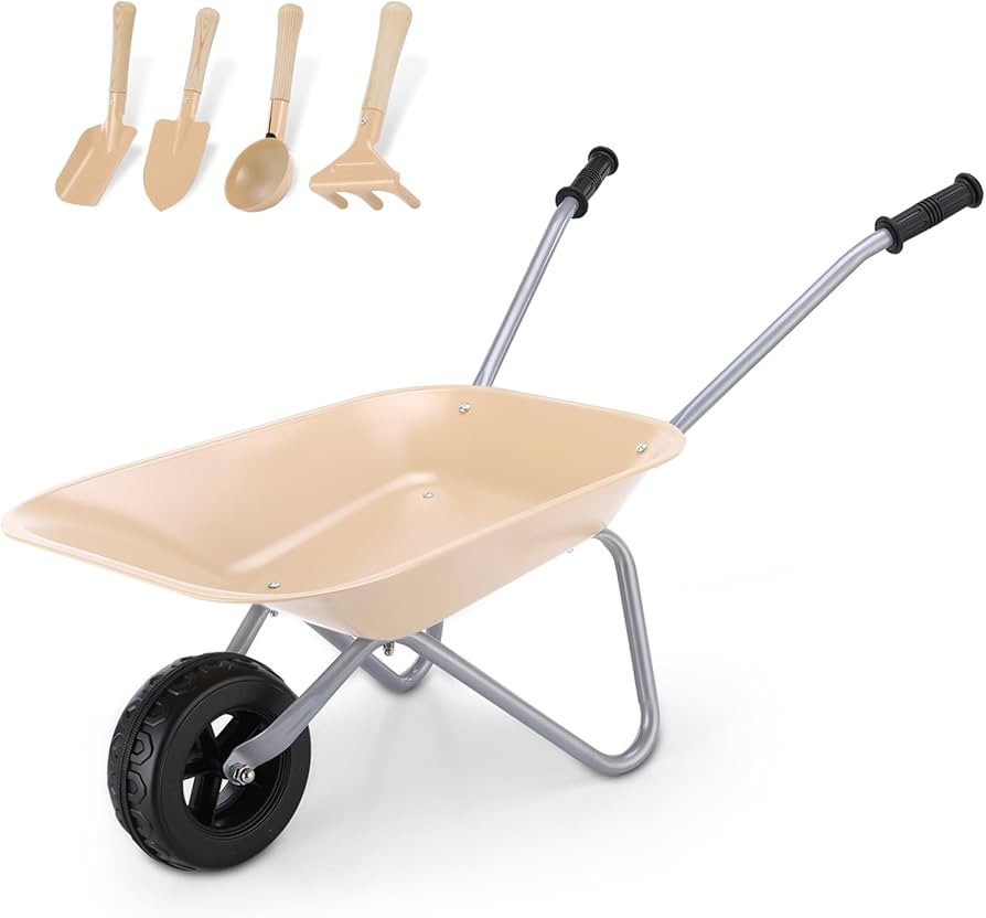 Kids Metal Wheelbarrow Set, Easy to Assemble Child Wheel Barrel and Kids Gardening Tools Kit, Sma... | Amazon (US)