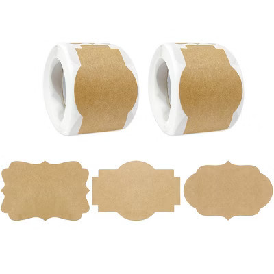 Wrapables Kraft Paper Sticker Labels for Lids, Mason Jars, Bottles, Homemade Products, Gift Wrapping, Parties, (300pcs) Fancy Frame | Target