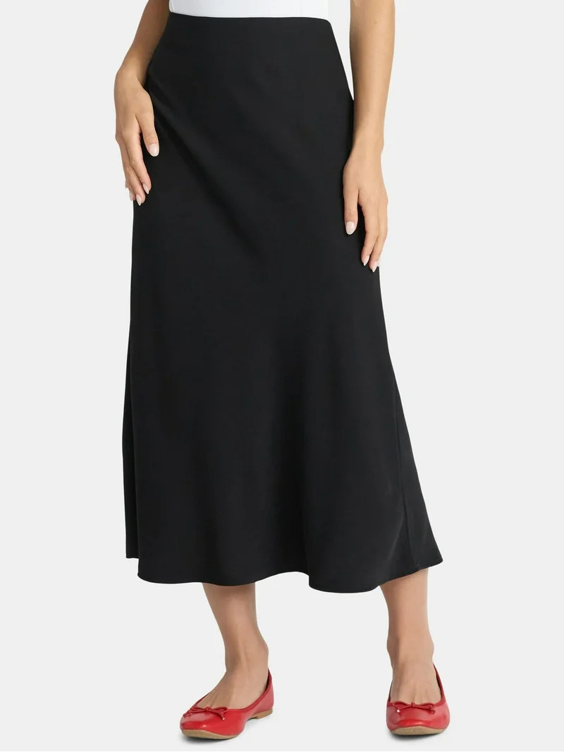 Time and Tru Women's Midi Pull On Slip Skirt, Sizes XS-XXXL | Walmart (US)