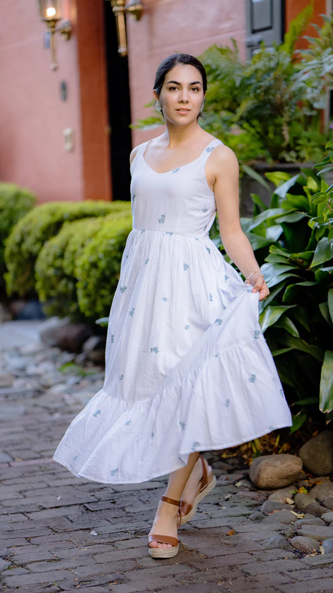 MELANIE V-NECK RUFFLE MIDI DRESS | POPPY | All In The Detail