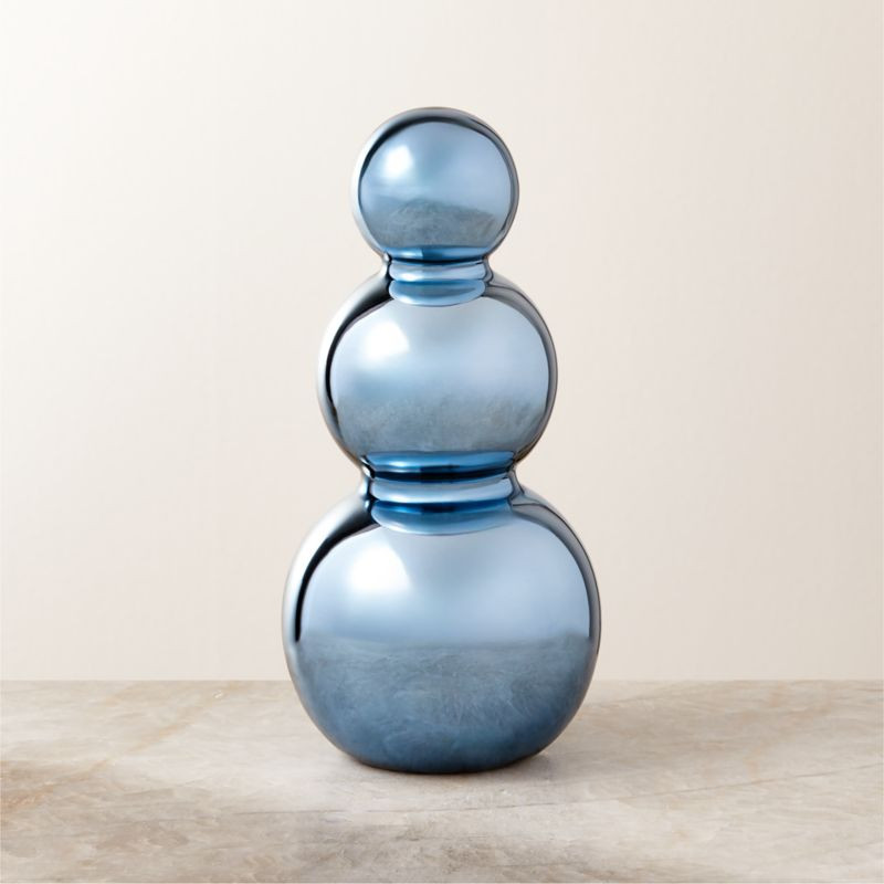 Blue Glass Holiday Snowman 4" + Reviews | CB2 | CB2