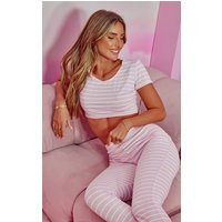 Pink Jersey Stripe Legging PJ Set | PrettyLittleThing UK