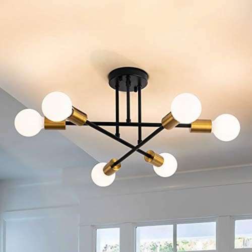 LIMEIJUA Mid Century Ceiling Light Modern Sputnik Chandelier 6-Light Vintage Semi Flush Mount Ceilin | Amazon (US)
