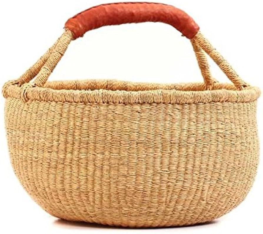 Ghana Baskets| Bolga African Baskets| Dye-Free Market Basket | Fair Trade (17"-19" Extra Large) | Amazon (US)