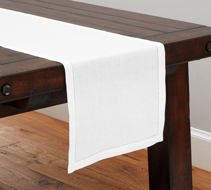 Classic Belgian Flax Linen Hemstitch Table Runner | Pottery Barn (US)