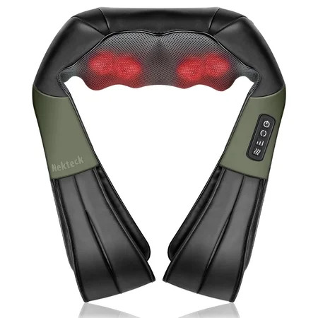 Nekteck Shiatsu Neck and Shoulder Massager with Heat for Pain Relief Deep Tissue, 2026 New Back and Shoulder Kneading Massage Pillow, Father Days/Birthday/Holiday Gifts for Women/Men, Army Green | Walmart (US)