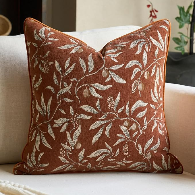 Alerfa Orange Floral Throw Pillow Cover 20 x 20 Inch Sqaure Luxury Decorative Pillow Cover for Co... | Amazon (US)