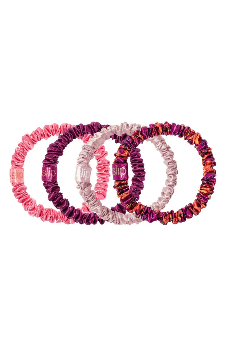 slip Moonflower Ornament Pure Silk Skinny Scrunchie Set | Nordstrom | Nordstrom