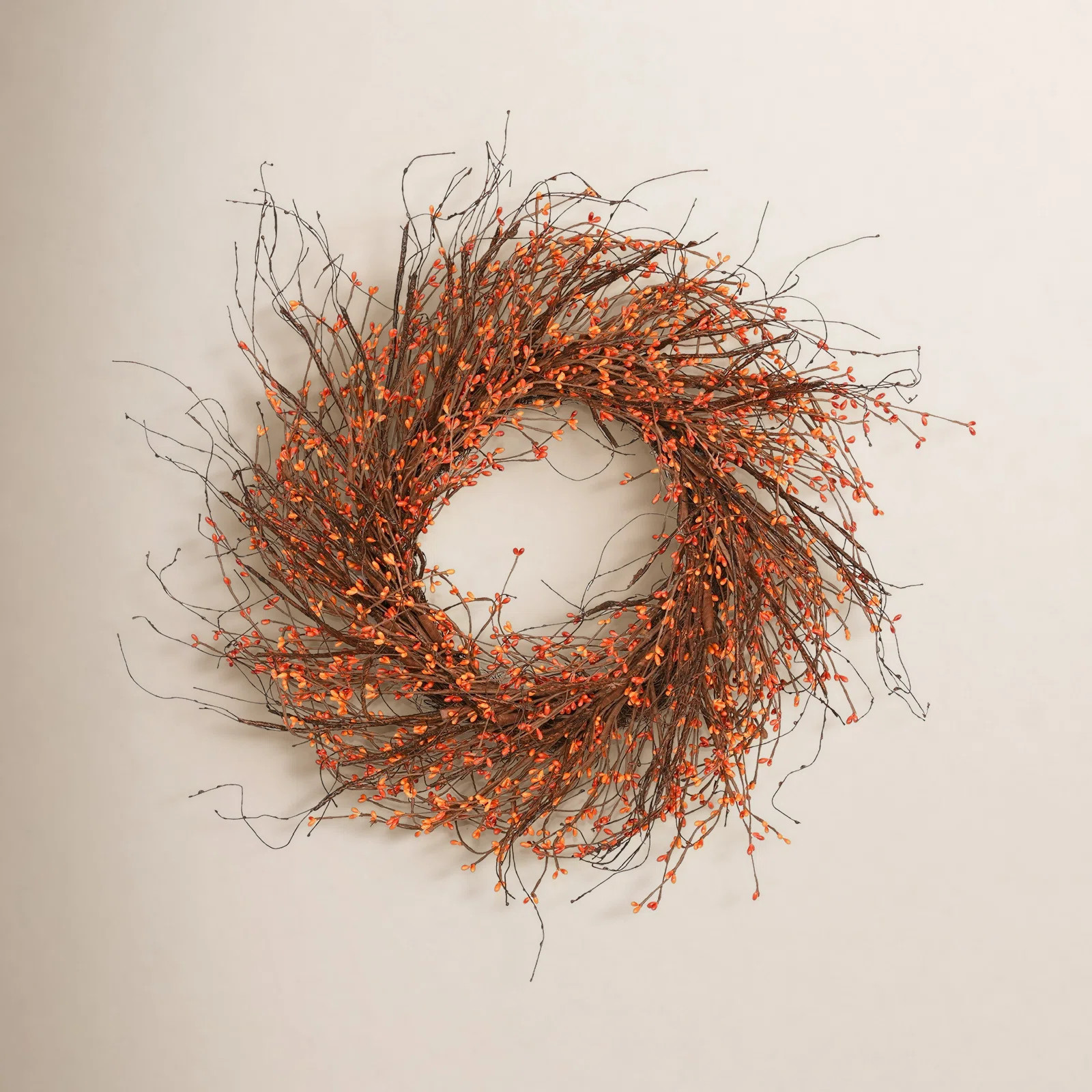 Primrue 26" Artificial Farmhouse Fall Harvest Thanksgiving Day Twig Berry Front Door Wreath & Rev... | Joss & Main