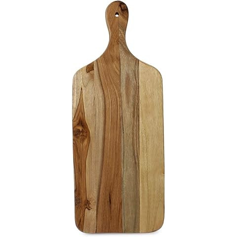 BILL.F Acacia Wood Cutting Board with Handle Small Size Long Wooden Charcuterie Board Paddle Chee... | Amazon (US)