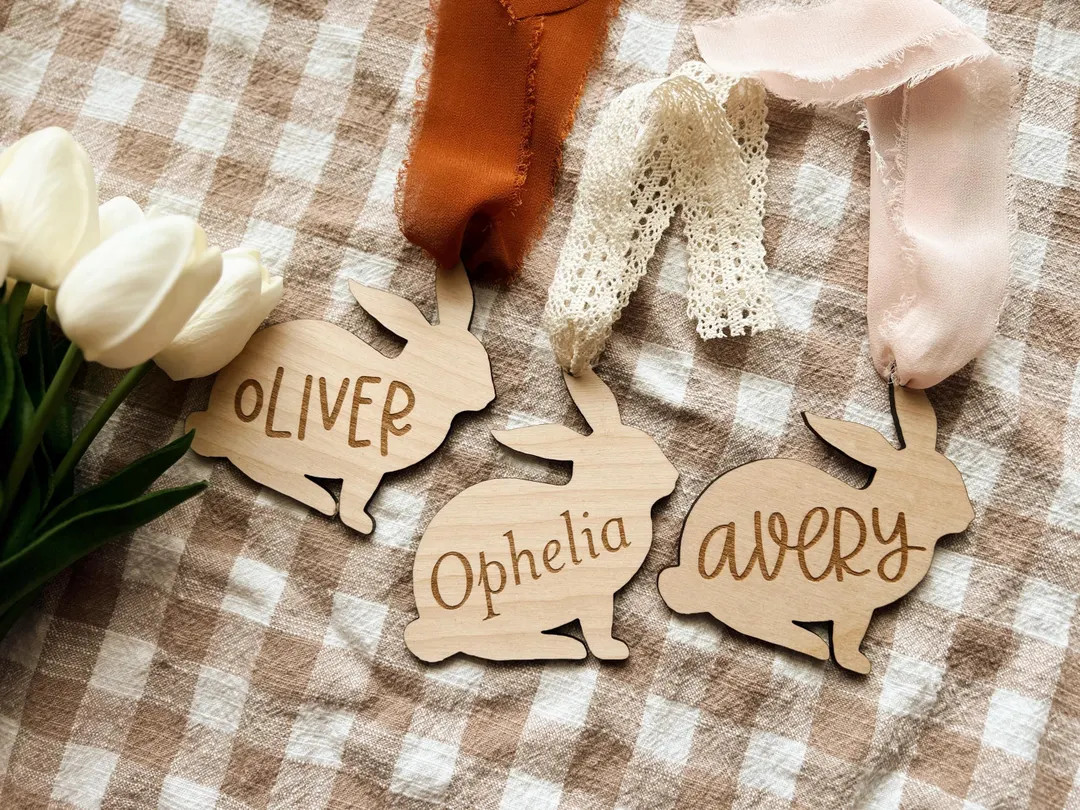 Wood Bunny Tags | Personalized Easter Gift Tags | Spring Basket, Easter Gifts, Bunny Tag, Gift Ta... | Etsy (US)
