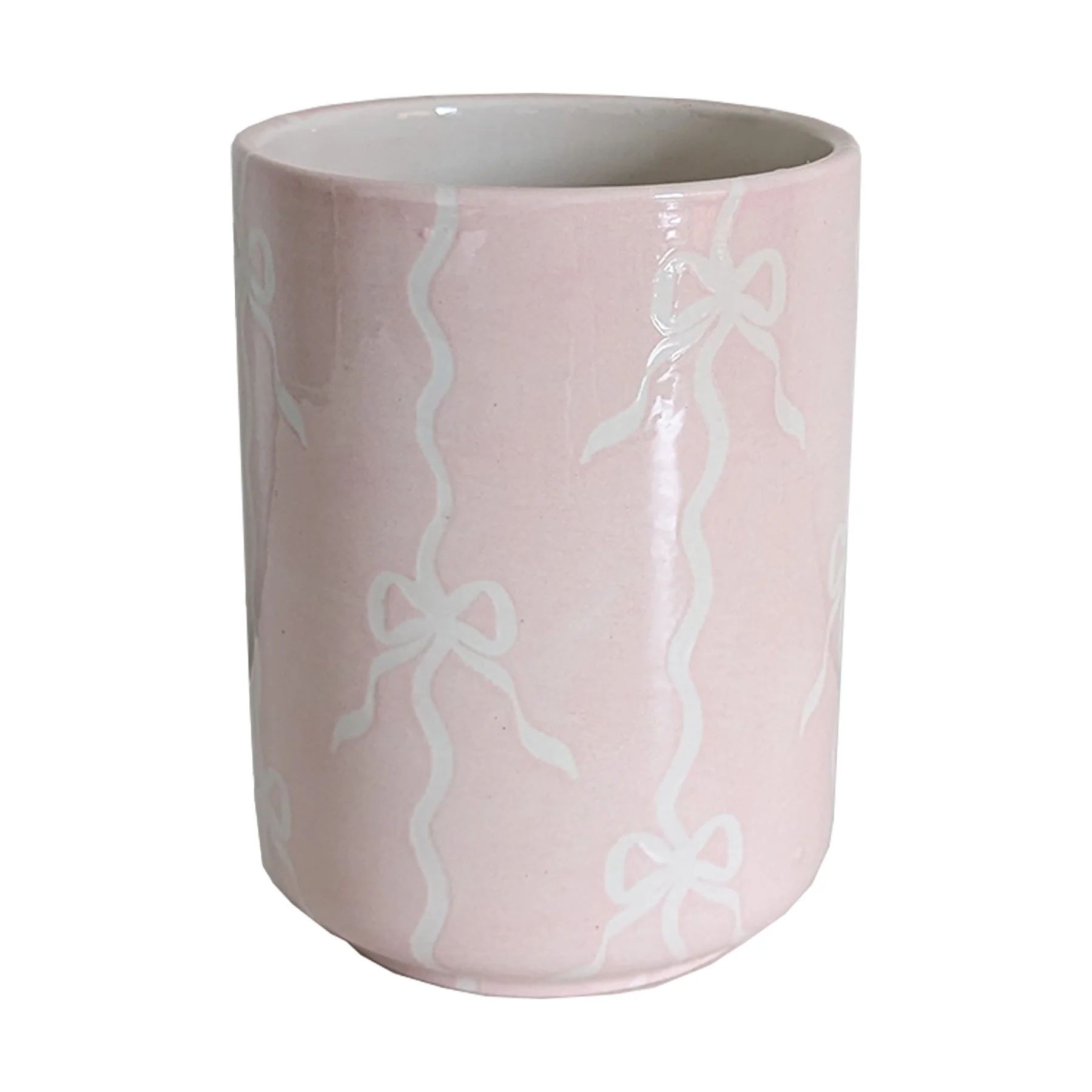 Bow Stripe Large Vase/ Utensil Holder | Ruby Clay Company