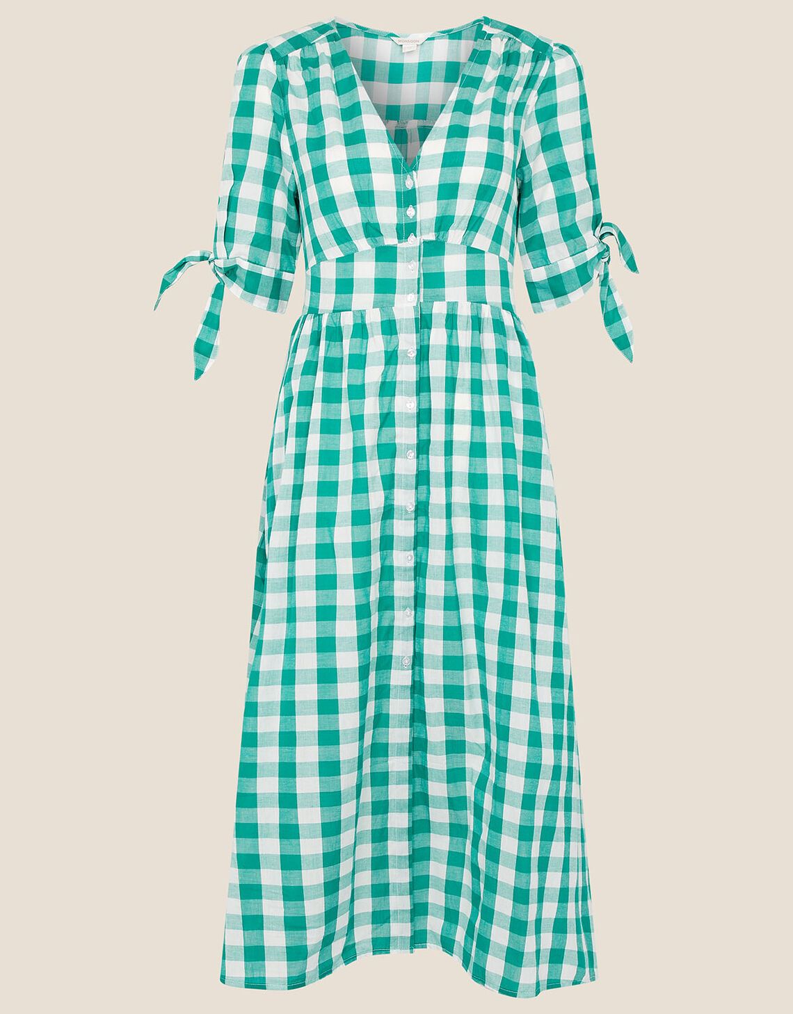 Anima Gingham Print Dress Green | Monsoon (UK)