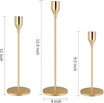 Candle Stick Holders Set of 3 Decorative Candlesticks for Taper Candles Wedding,Dinning,Party Gol... | Amazon (US)
