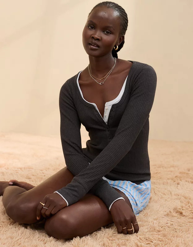 Aerie Essential Henley Layering T-Shirt | Aerie