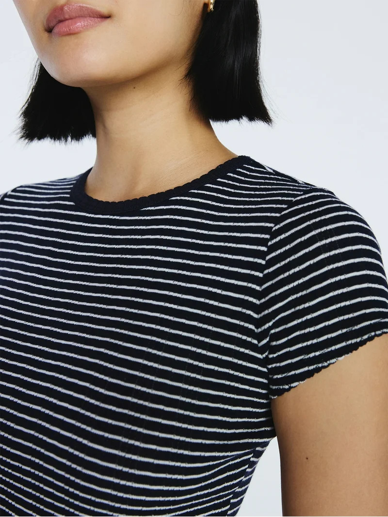 Free Assembly Women's Pointelle Mini Tee with Short Sleeves, Sizes XS-4X | Walmart (US)