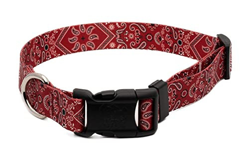 Country Brook Petz - Deluxe Red Bandana Dog Collar - Made in The U.S.A. - Country and Western Collection Featuring Rustic Designs (1/2 Inch, 2XS) | Amazon (US)