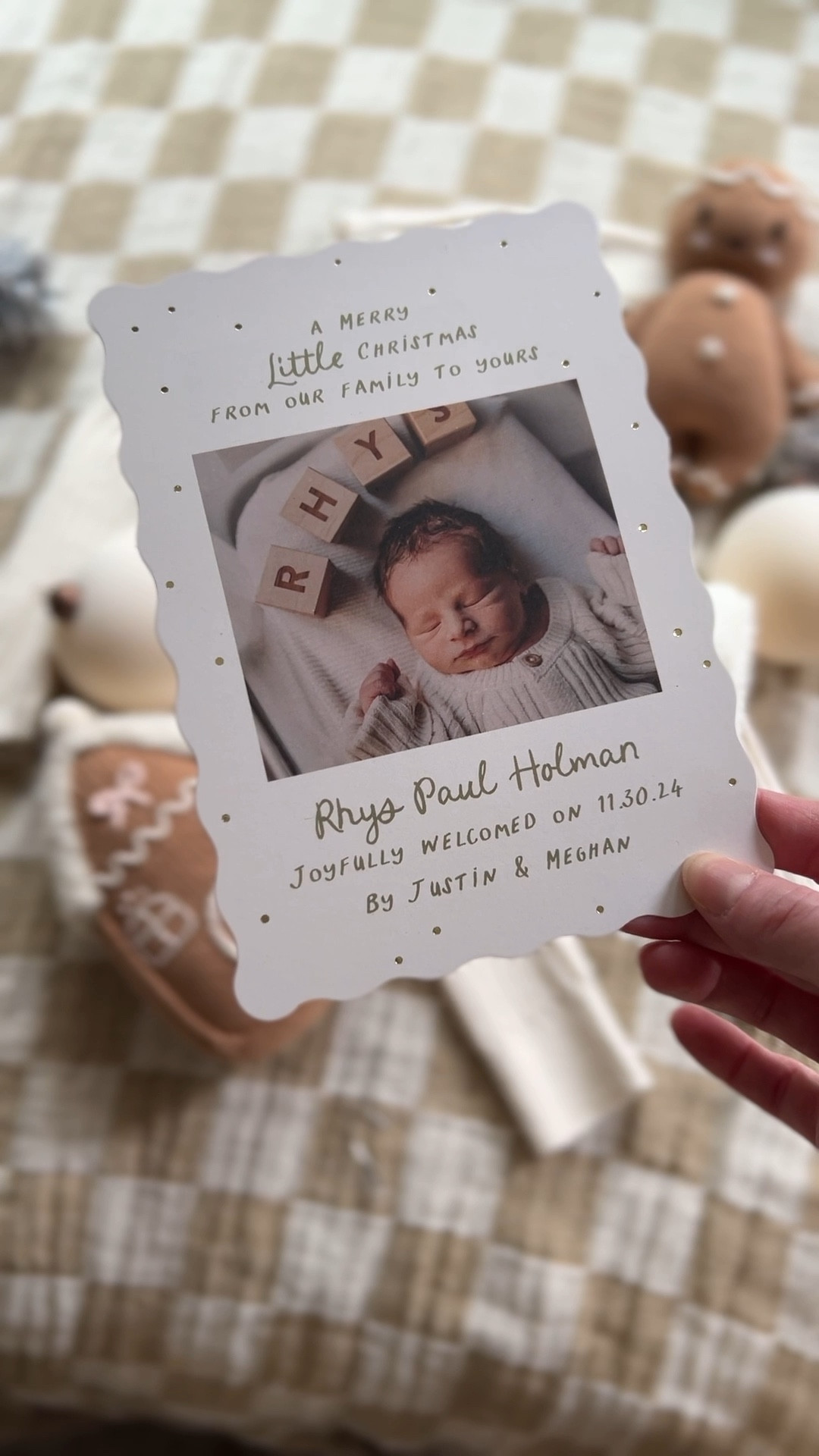 Our first Christmas card as a family of three (plus Timmy) feels so special this year! Welcoming baby Rhys on 11/30, just in time for the holidays, made creating these birth announcement holiday cards even more meaningful. #mintedpartner 

We chose @minted because their designs are created by independent artists, making every card unique and heartfelt. The luxurious hand-pressed foil details and premium paper quality enhance the experience - plus, their free recipient addressing made sending our cards to friends and family so easy!

Whether you're celebrating a new addition like us or just want to make your holiday cards extra special, Minted has incredible customizable options to create something truly memorable. 

Use my code MEGHANHOLIDAY2024 for 20% off Minted stationery and gifts + free shipping *exclusions apply. Valid through 12/31/2024

📸: @laurenandrakephotography
 #minted #holidaycards #christmascards #birthannouncement 

#LTKBaby #LTKHoliday #LTKFamily