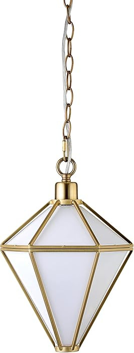 Henn&Hart Adara 10" Wide Pendant with Glass Shade in Brushed Brass/White, Pendant, Ceiling Light ... | Amazon (US)