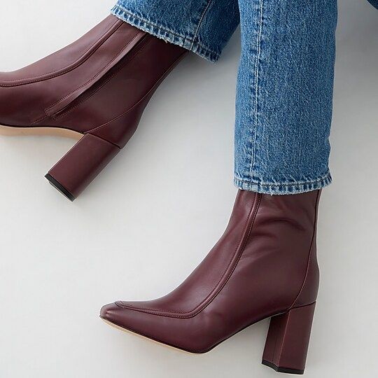 Square-toed ankle boots in Italian leather | J.Crew US