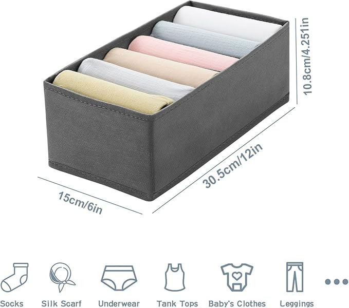 Qozary 3 Pack Sock Underwear Drawer Organizer Dividers, Non-Woven Fabric Collapsible Cabinet Clos... | Amazon (US)