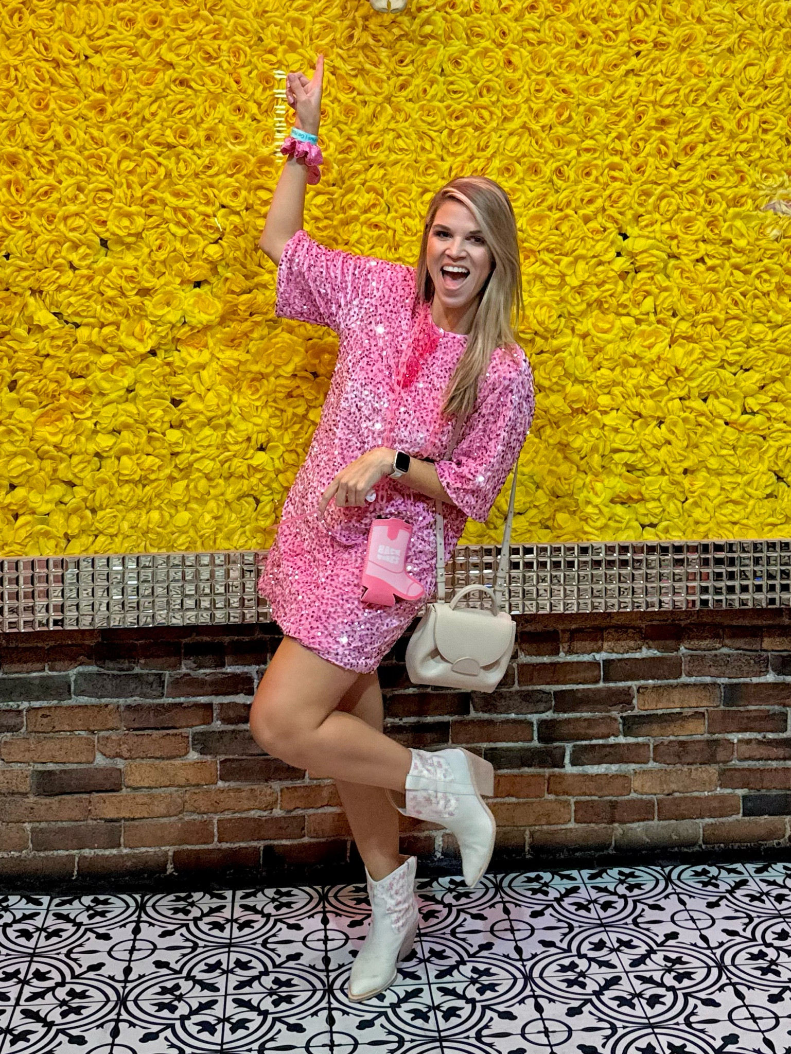 Pink, sparkly, backless shirt dress for a bachelorette party! 

#LTKStyleTip #LTKParties #LTKShoeCrush