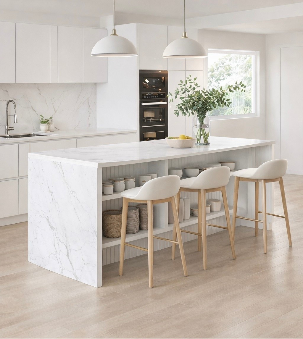 A bright modern white kitchen featuring a marble waterfall island, light wood bar stools, and soft minimalist pendant lighting.
This kitchen design blends Scandinavian and modern luxury style with clean lines, natural textures, and timeless elegance — perfect inspiration for a calm, elevated home.

Save this for modern kitchen ideas, neutral interiors, and luxury home inspiration.
#modernkitchen
#whitekitchen
#marbleisland
#kitchenisland
#neutralinterior
#scandinavianstyle
#minimalistkitchen
#luxurykitchen
#kitcheninspo
#interiordesign
#modernhome
#homedecorinspo
#ltkhome
#ltkinteriors
#neutralhome


#LTKSaleAlert #LTKGiftGuide #LTKHome