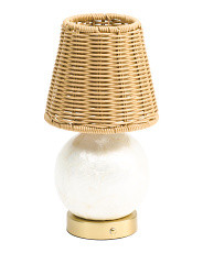 12in Woven Shade Rechargeable Touch Lamp | Lighting | Marshalls | Marshalls