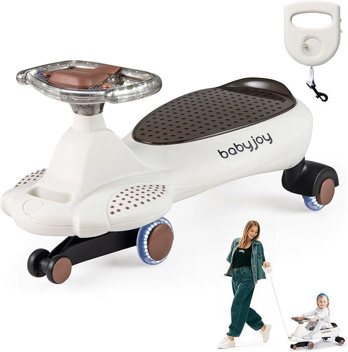 BABY JOY Wiggle Car, Swing Car with Pull Rope, Under-Seat Storage, Flashing Wheels & Music, Uses ... | Amazon (US)