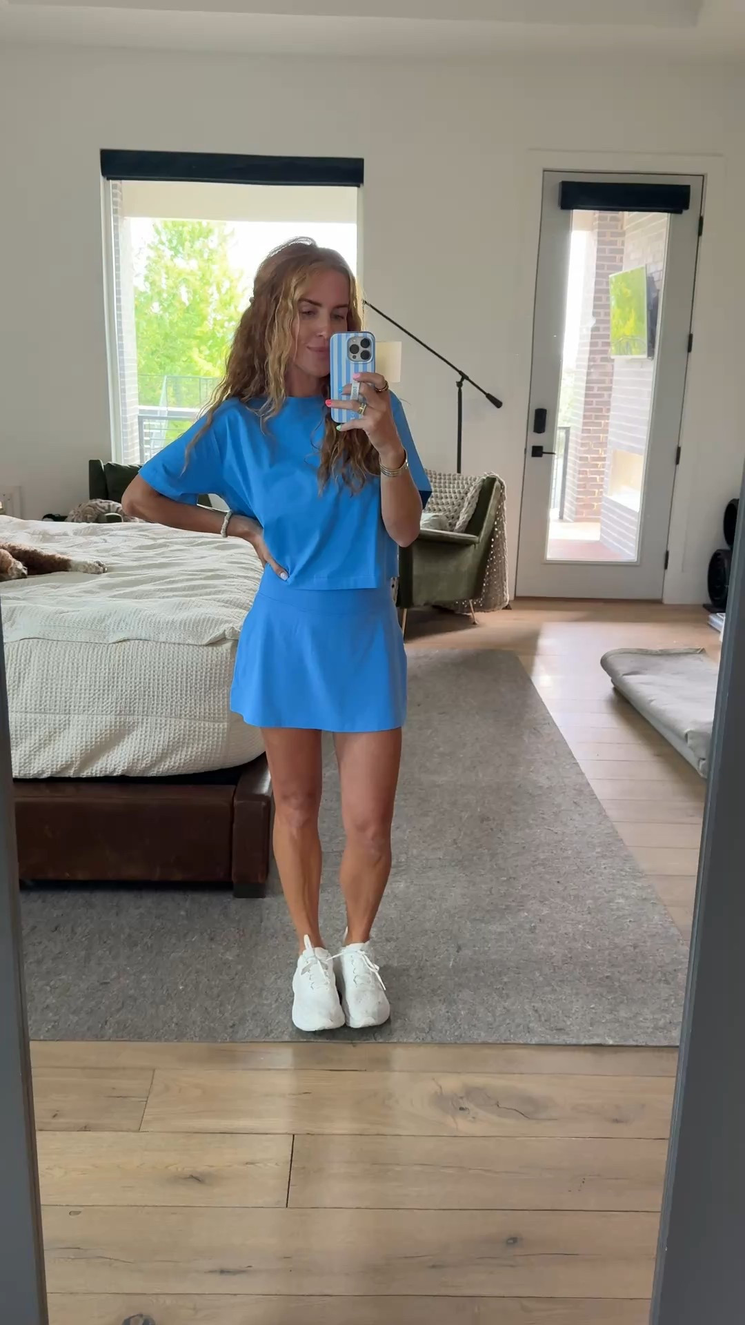 Love a good boxy cropped tee. This color is so fun for summer! I’m in the small in the top and 6 in the skirt. 
@lululemon 