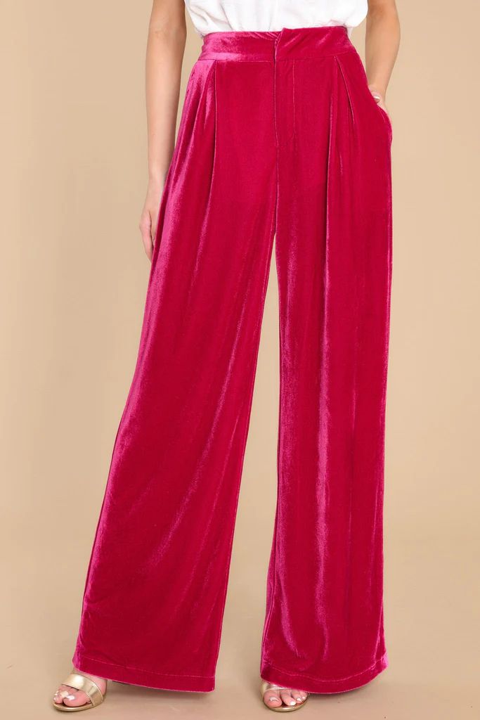 Still Bejeweled Hot Pink Velvet Pants | Red Dress 