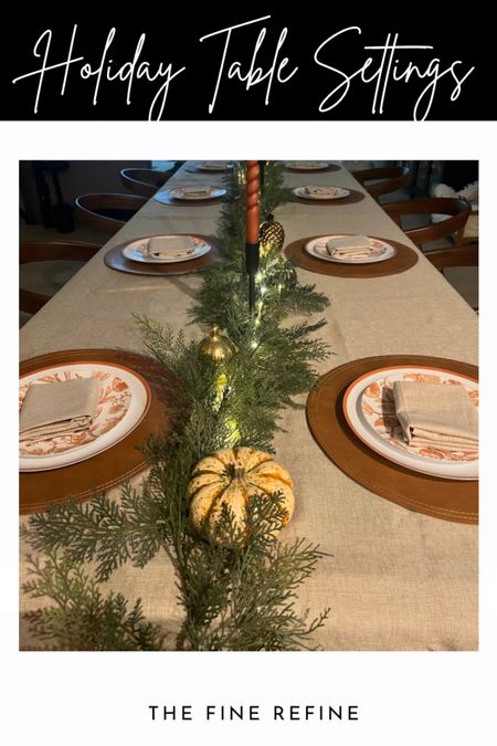 This Holiday Tablescape requires minimal effort and will give maximum effect! Start off with a faux garland (avoid real sappy ones) add some battery-powered twinkle lights, sprinkle in some real pumpkins, a few fake light up pumpkins and some tan twisted candles on iron candle holders and you’ve got an amazing holiday tablescape ! #tablescape #holidaydecor #thanksgivingtable

#LTKHoliday #LTKCyberWeek #LTKSeasonal